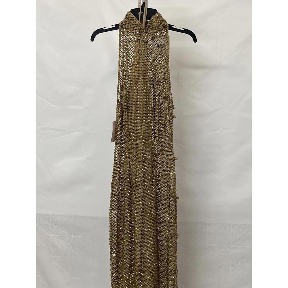 SAU LEE Santana Crystal Dress in Gold - Picture 4 of 9